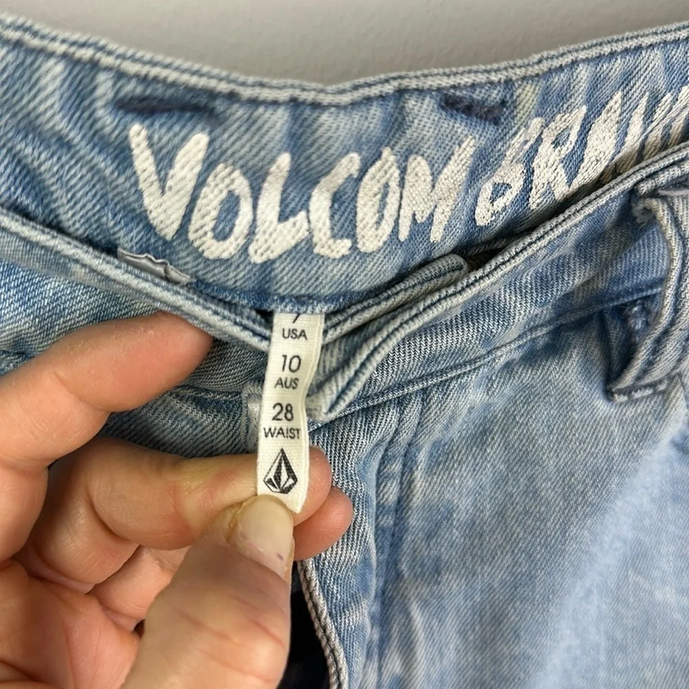 Volcom Stoned Rolled Jean Shorts Size 28/7 Cotton Festival Summer Beach Surf